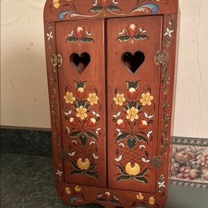 Hand-Painted Floral Wooden Cabinet